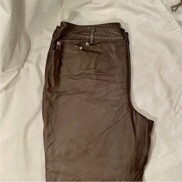 NWT Leather Pants Size 12P in Brown by Newport News — Hot!! - Picture 9 of 16